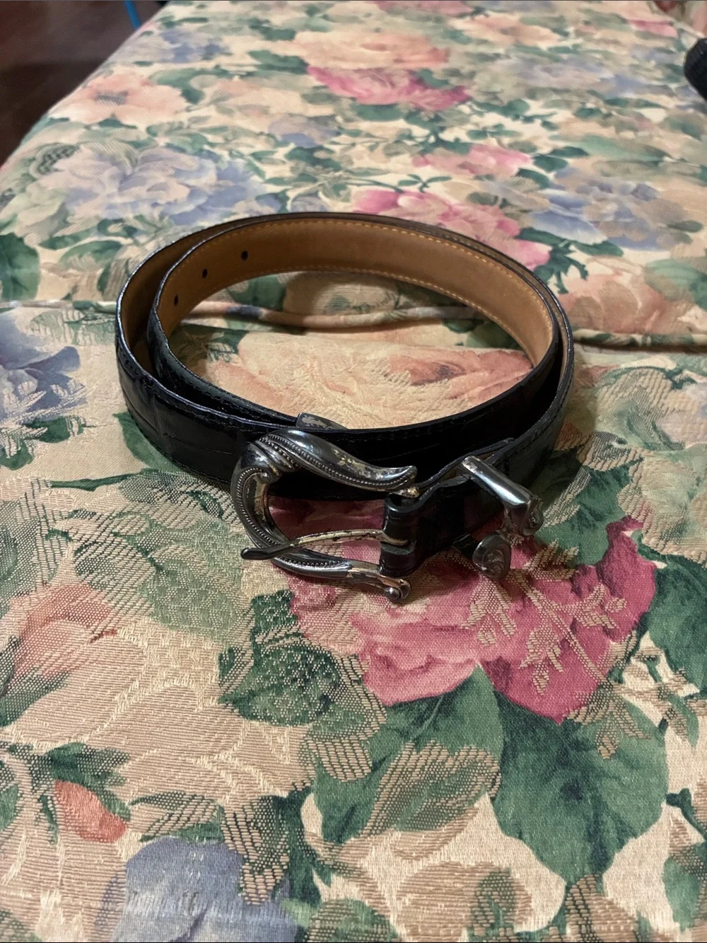 Brighton Black Leather Belt with Silver Western Buckle